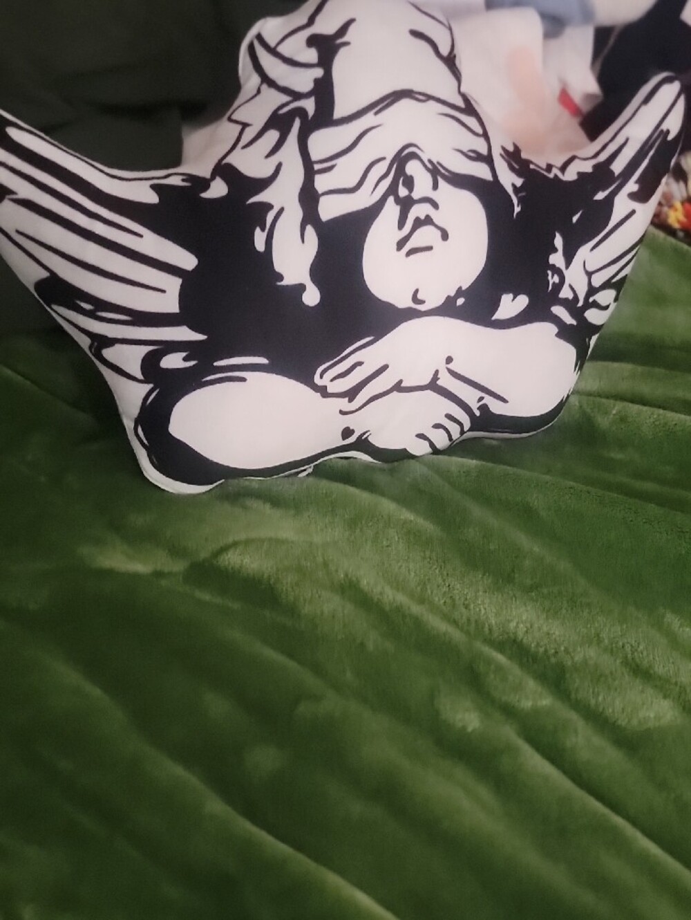 Boys Lie Throw Pillow Black and White Cherub Pillow - Picture 5 of 5